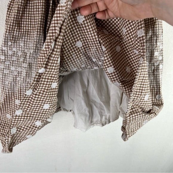 Esley Dress Womens Tan White Linen Cotton Daisy Embroidered Cottage Core Prairie - Picture 8 of 12